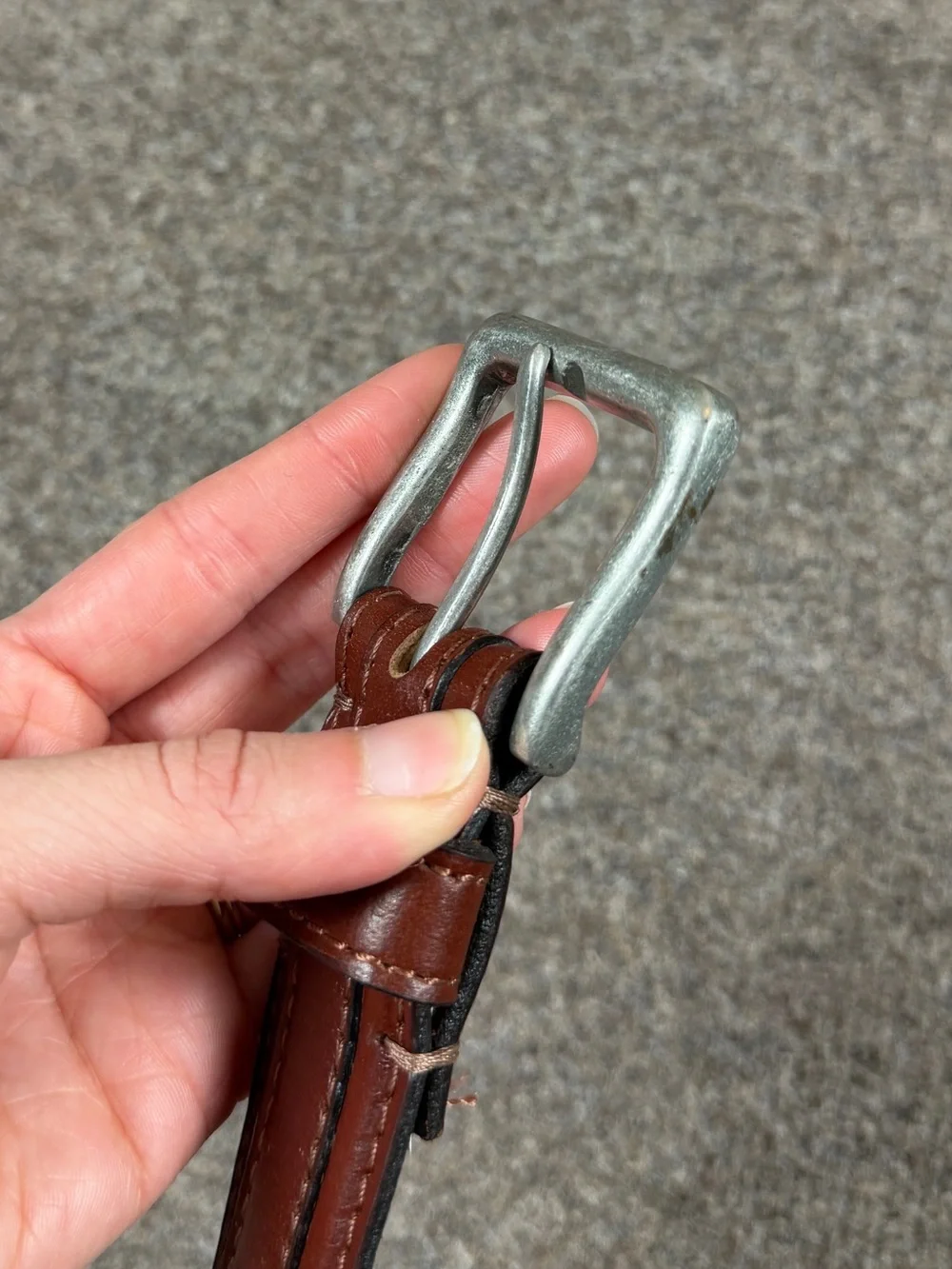 Stone Mountain Brown Genuine Leather Belt Men’s M 34-36 Silver Square Buckle